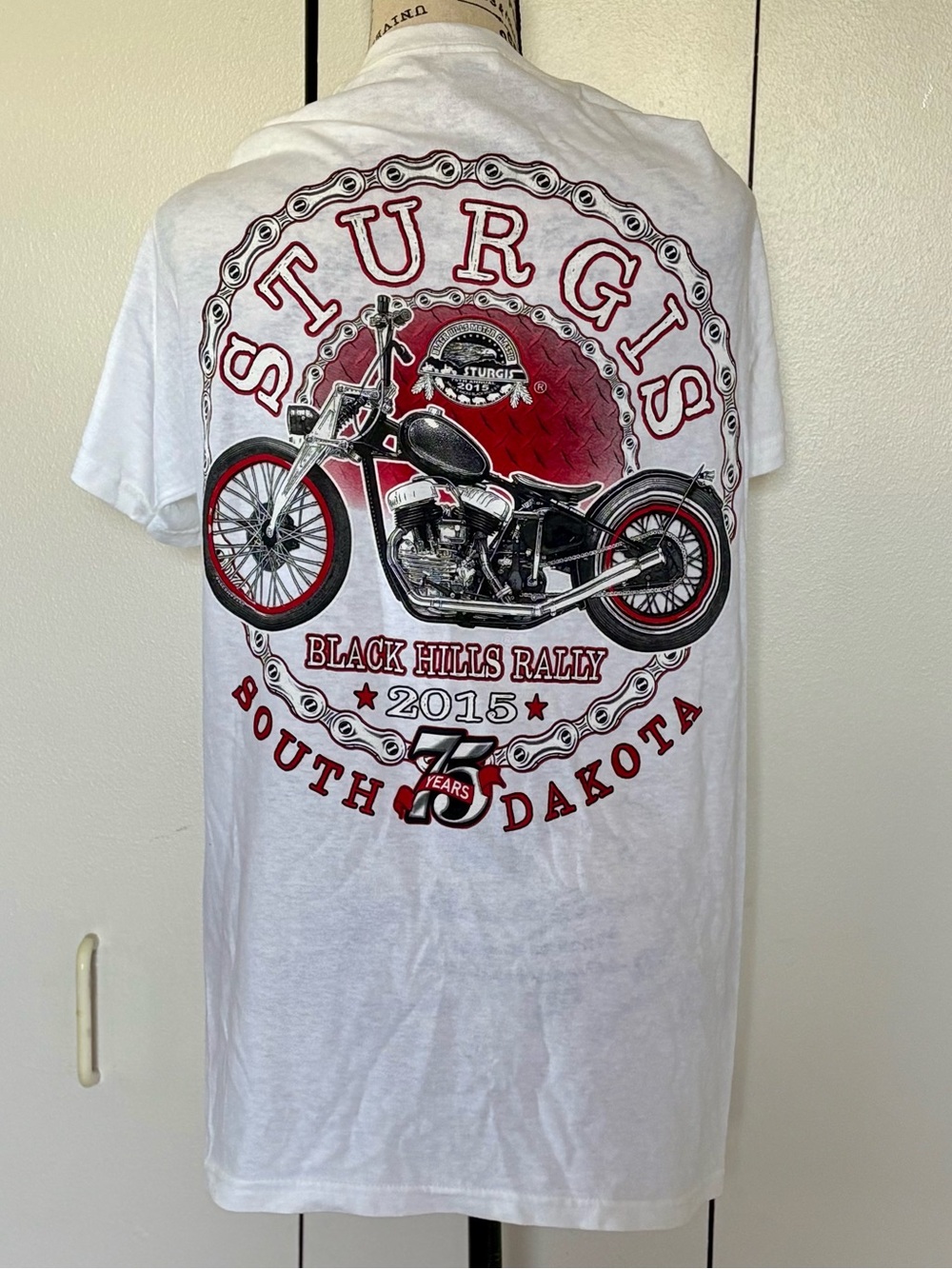 Sturgis 2015 Black Hills Rally White Motorcycle Graphic Tee